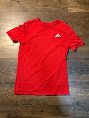 adidas Red Short-Sleeve Crewneck Tee with Logo